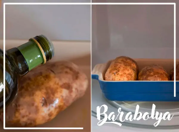 расположите обернутые картофели на подходящей микроволновой посуде